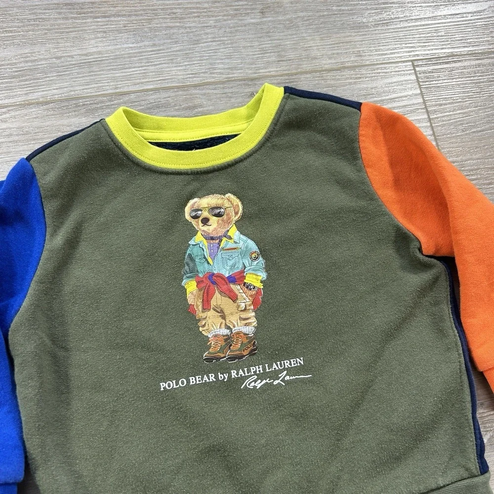 Polo Ralph Lauren 18M Polo Bear Color-Blocked‎ Fleece Crewneck Streetwear